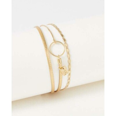 Bracelet FlowersforZoé TABATHA en acier doré et cuir, T2