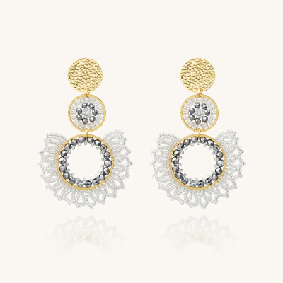 Boucles d'oreilles Sàntibé Bijoux Tango en laiton, métal doré et perles argent