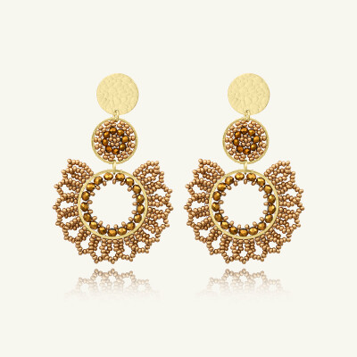 Boucles d'oreilles Sàntibé Bijoux Tango en laiton, métal doré et perles champagne