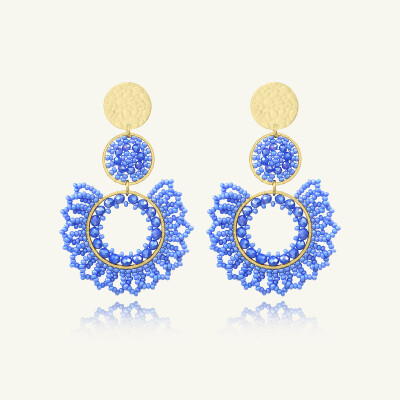 Boucles d'oreilles Sàntibé Bijoux Tango en laiton, métal doré et perles lilas