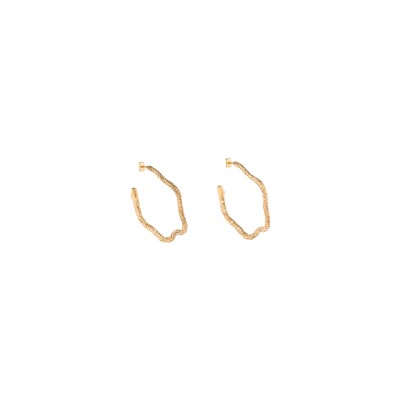 Boucles d'oreilles créoles Aurélie Bidermann Tao en métal doré à l'or 18 carats