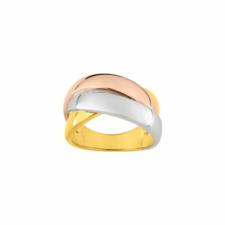 Bague en plaqué or jaune, blanc et rose