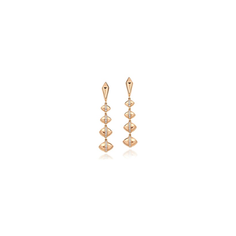 Boucles d'oreilles pendantes Tazzarine en or rose et diamants