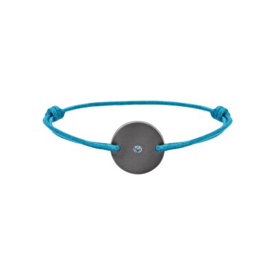 Bracelet sur cordon L'Atelier du Tantale 1K Gun en tantale et diamant bleu
