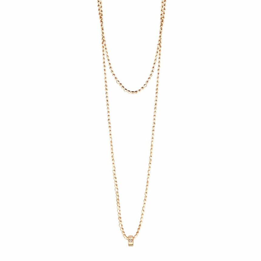 GINETTE NY NY TUBE & DIAMOND long necklace, rose gold and diamond