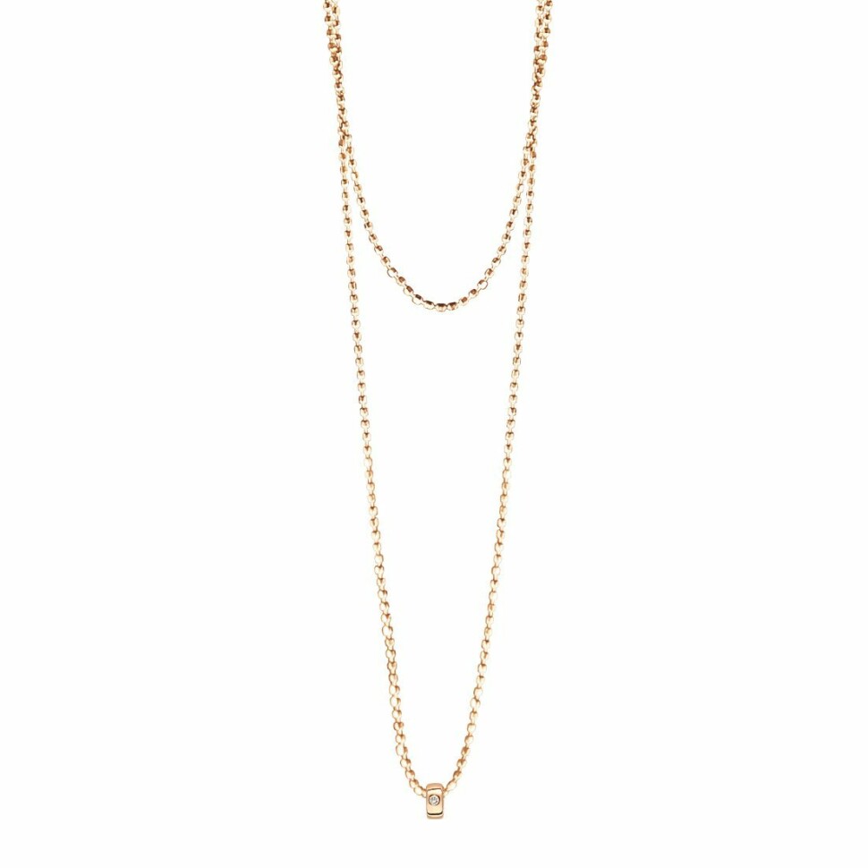 GINETTE NY NY TUBE & DIAMOND long necklace, rose gold and diamond