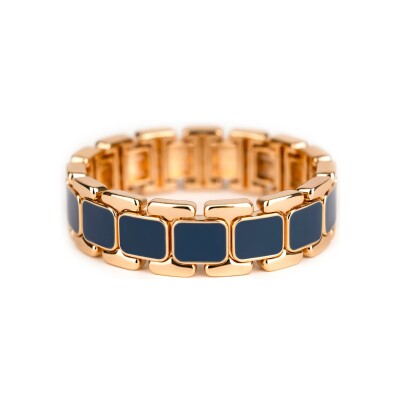 Bracelet Simone à Bordeaux Tempo Bleu Nuit en métal doré émaillé