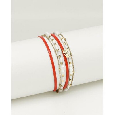 Bracelet FlowersforZoé THEA Orange Blood en cuir et métal