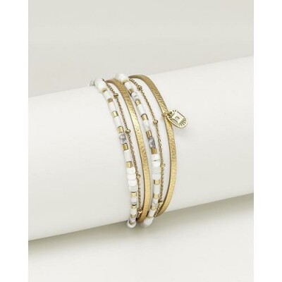 Bracelet FlowersforZoé THEA Metallic Gold en cuir et métal