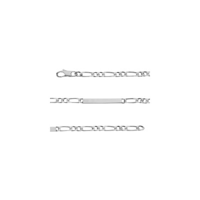 Bracelet identite 1+2 prestige 4mm argent 18cm