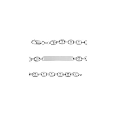 Bracelet identite grain de café 6mm argent 19cm