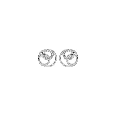 Boucles d'oreilles tige argent rhodié puce cercle oxydes blancs sertis