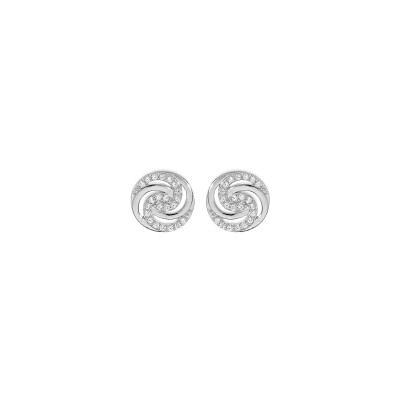 Boucles d'oreilles tige argent rhodié cercle oxydes blancs sertis