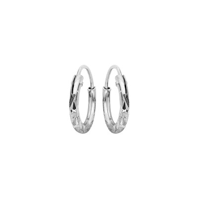 Boucles d'oreilles créoles argent rhodié ronde diamantée étoile diam 7mm