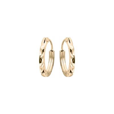 Boucles d'oreilles créoles argent dorure jaune plate diamantée étoile 11mm