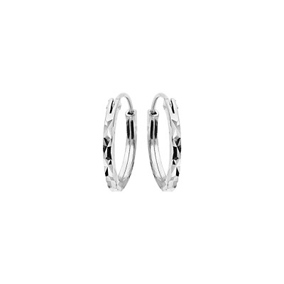 Boucles d'oreilles créoles argent rhodié plate lapidée étoile 13mm
