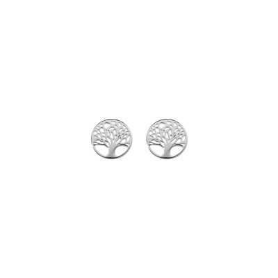 Boucles d'oreilles tige argent rhodié arbre de vie