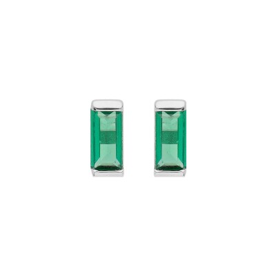 Boucles d'oreilles tige argent rhodié oxyde vert rectangulaire