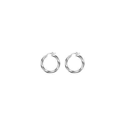 Boucles d'oreilles créoles argent tube carré torsade 15mm