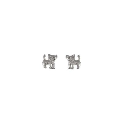 Boucles d'oreilles tige argent rhodié chaton