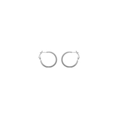 Boucles d'oreilles créoles argent rhodié lapidée tube 2mm diam 20mm tige et clapet