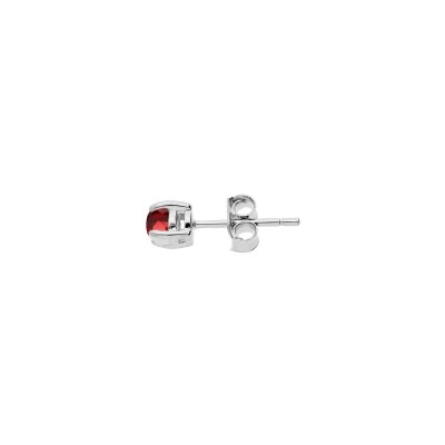 Boucles d'oreilles tige argent rhodié pierre véritable grenat 4mm
