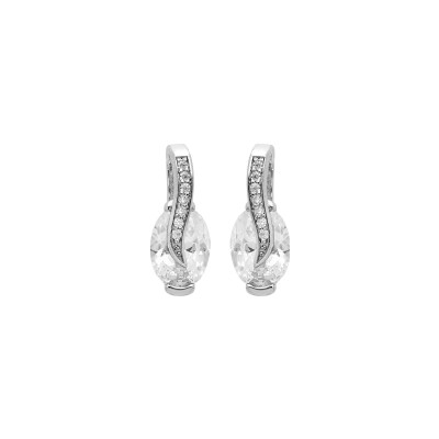 Boucles d'oreilles tige argent rhodié oxydes blancs sertis