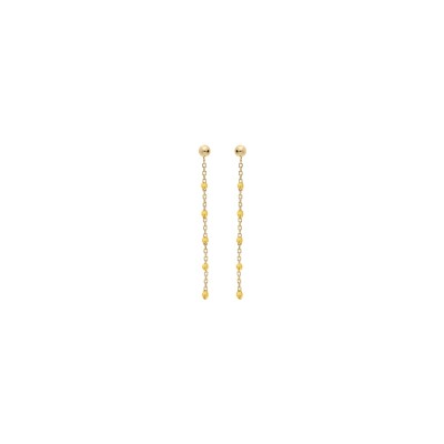 Boucles d'oreilles tige argent et dorure jaune olives résine jaune transparent