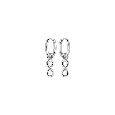 Boucles d'oreilles créoles argent rhodié articulée motif pendant infini