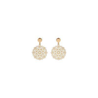 Boucles d'oreilles tige argent et dorure jaune ajourée 23mm
