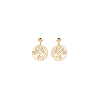 Boucles d'oreilles tige argent et dorure jaune rondelle brillante ajourée 15mm