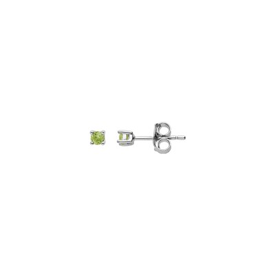Boucles d'oreilles tige argent rhodié pierre véritable peridot 2.5mm