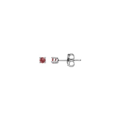 Boucles d'oreilles tige argent rhodié pierre véritable grenat 2.5mm