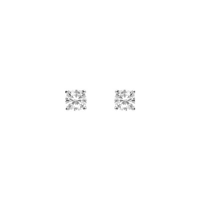 Boucles d'oreilles tige solitaire argent rhodié oxyde rond 5mm 4 griffes