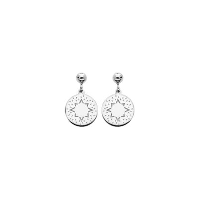 Boucles d'oreilles tige argent rhodié avec pastille soleil
