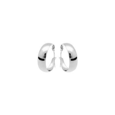 Boucles d'oreilles créoles argent rhodié lisse petit modèle 20mm