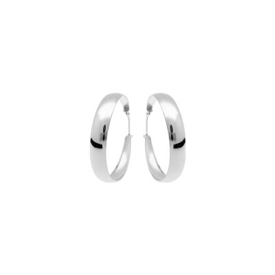 Boucles d'oreilles créoles argent rhodié lisse grand modèle 33mm