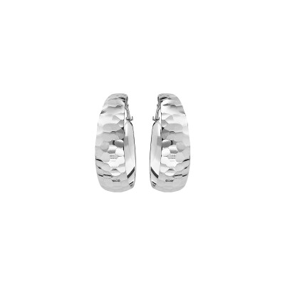 Boucles d'oreilles créoles argent rhodié martelée petit modèle 20mm