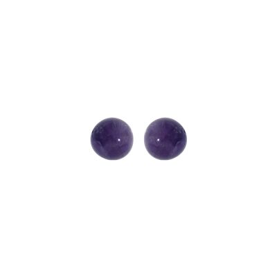 Boucles d'oreilles tige argent rhodié boule pierre dumortiérite