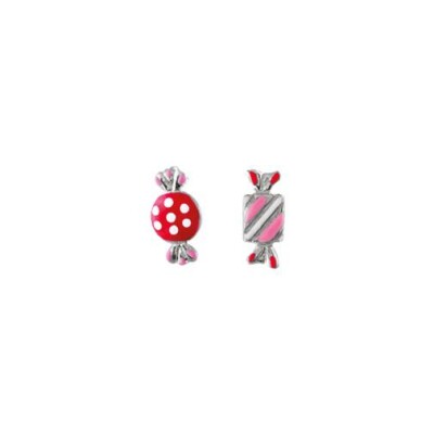Boucles d'oreilles tige argent rhodié enfant bonbon rose
