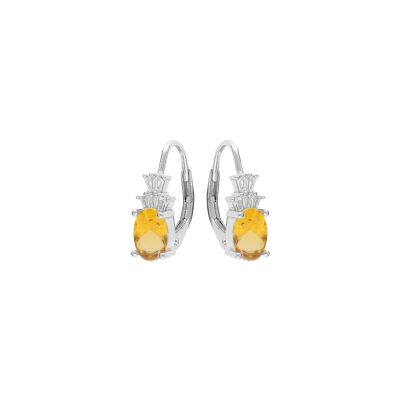 Boucles d'oreilles argent rhodié oxyde blanc et couleur miel