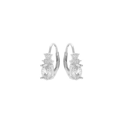 Boucles d'oreilles argent rhodié oxydes blancs