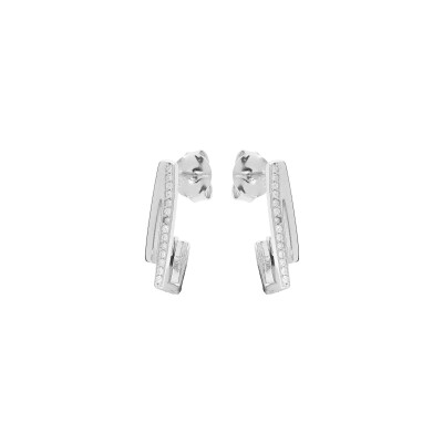 Boucles d'oreilles tige argent rhodié rectangulaire oxydes blancs sertis