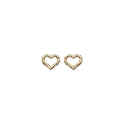 Boucles d'oreilles tige argent et dorure jaune coeur torsadé ajouré