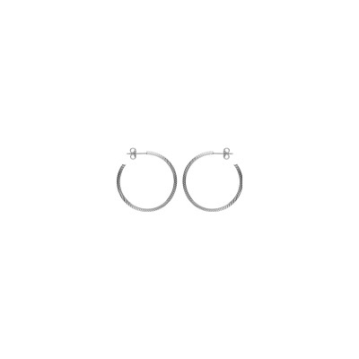 Boucles d'oreilles créoles tige argent rhodié tube triangle 30mm