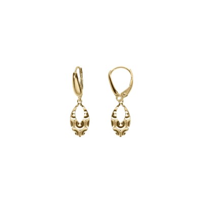 Boucles d'oreilles dormeuse argent doré ovale martelé
