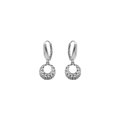Boucles d'oreilles dormeuse argent rhodié cercle martelé