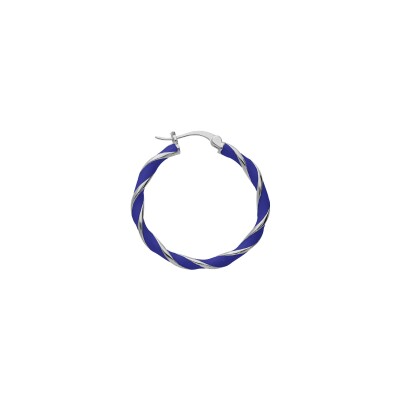 Boucles d'oreilles créoles argent rhodié articulée 25mm résine bleue