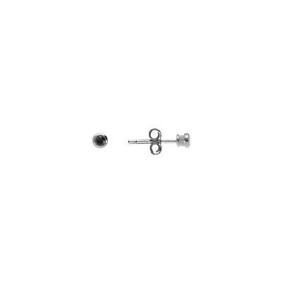 Boucles d'oreilles solitaire argent rhodié oxydes noires serti clos 2 mm