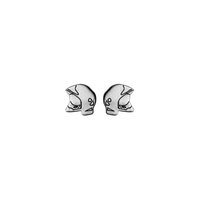 Boucles d'oreilles paire argent rhodié pour homme casque pompier